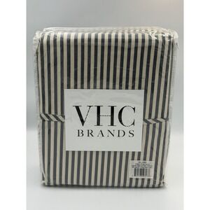 VHC Brands KING  Sheet Set Blue Stripe Denim Cotton 4pc Farmhouse Ticking NWT